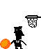 Animation Männchen wirft Basketball in Korb