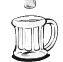 Animation Bierkrug wird von Zapfhahn befüllt von rechts kommt leerer Bierkrug