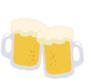 Animation 2 volle Bierkrüge stoßen zusammen