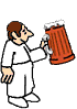 Animation Mann trinkt Bierkrug leert der wieder mit dunklem Bier gefüllt wird