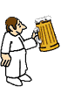 Animation Mann trinkt Bierkrug leert der wieder mit hellem Bier gefüllt wird