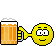 Animation gelber Smiley trinkt aus Bierkrug Bier und füllt wieder nach
