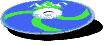 Animation liegend rotierende blaue CD mit grünen Streifen