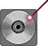 Animation gegen Uhrzeigersinn rotierende graue CD mit rotem Laserstrahl