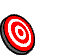 Animation roter Dartpfeil fliegt und trifft Dartscheibe mit roten Ringen