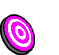 Animation pinker Dartpfeil fliegt und trifft Dartscheibe mit pinken Ringen