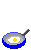 Animation kleines Spiegelei wird mit kleiner blauer Pfanne hochgeworfen