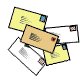 Animation Briefumschlag fliegt nach vorne und öffnet sich und zeigt Text E-Mail