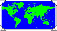 Animation Karte Erde grüne Landmasse blaue Wasserfläche läuft nach links