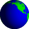 Animation drehende Erdkugel grüne Landmasse blaue Wasserfläche rechtsdrehend