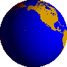 Animation drehende Erdkugel braune Landmasse blaue Wasserfläche rechtsdrehend