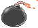 Animation runde schwarze Bombe mit brennender Lunte arbeitet aber explodiert nicht