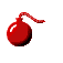 Animation runde rote Bombe mit brennender Lunte explodiert