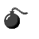 Animation runde schwarze Bombe mit brennender Lunte explodiert