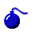 Animation runde blaue Bombe mit brennender Lunte explodiert