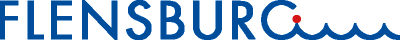 Animation roter Punkt hüpft über Schriftzug Flensburg mit Wellen