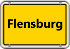 Animiertes Schild Flensburg mit hüpfendem s