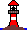GIF-Animation Leuchtturm im Pixel-Style