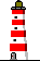 GIF-Animation Leuchtturm im Pixel-Style