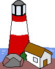 GIF-Animation Leuchtturm im Pixel-Style