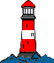 GIF-Animation Leuchtturm im Pixel-Style