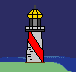 GIF-Animation Leuchtturm im Pixel-Style