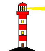 GIF-Animation Leuchtturm im Pixel-Style