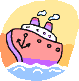 GIF-Animation Schiff im Pixel-Style