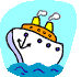 GIF-Animation Schiff im Pixel-Style