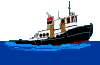GIF-Animation Schiff im Pixel-Style