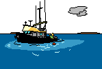 GIF-Animation Schiff im Pixel-Style