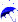 Animationkleiner  geöffneter blauer Regenschirm im Regen