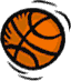 Basketball orange in Bewegung