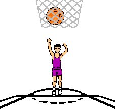 Basketballer wirft Basketball zum Basketballkorb