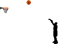 Spieler wirft Basketball zum Basketballkorb