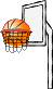 Basketball im Basketballkorb