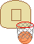 oranger Basketball im Basketballkorb