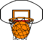 oranger Basketball im Basketballkorb