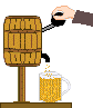 Bierkrug wird aus Bierfaß befüllt