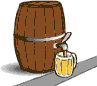 Bierkrug wird von Bierfaß befüllt