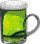 Bierkrug mit hellem grünen Bier mit Schaumkrone