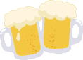 2 gefüllte Bierkrüge werden zusammengestoßen