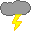 gelboranger Blitz unter grauer Wolke