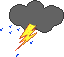 gelber Blitz unter Regenwolke