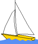 einfaches Segelboot gelber Rumpf