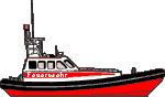 Feuerwehrboot roter Rumpf
