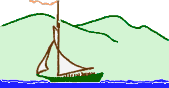 Segelboot grüner Rumpf vor Bergkulisse
