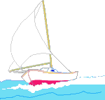 Segelboot weißer Rumpf in voller Fahrt