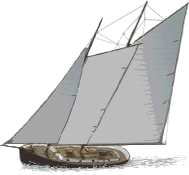 Segelboot Zweimaster in voller Fahrt