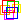 6 überlappende bunte Quadrate